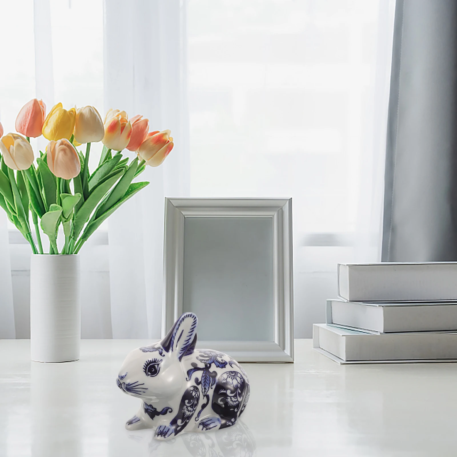 

Rabbit Figurine Decor Decorative Bunny Decoration Ceramic Decorations Home Chinese Ornament