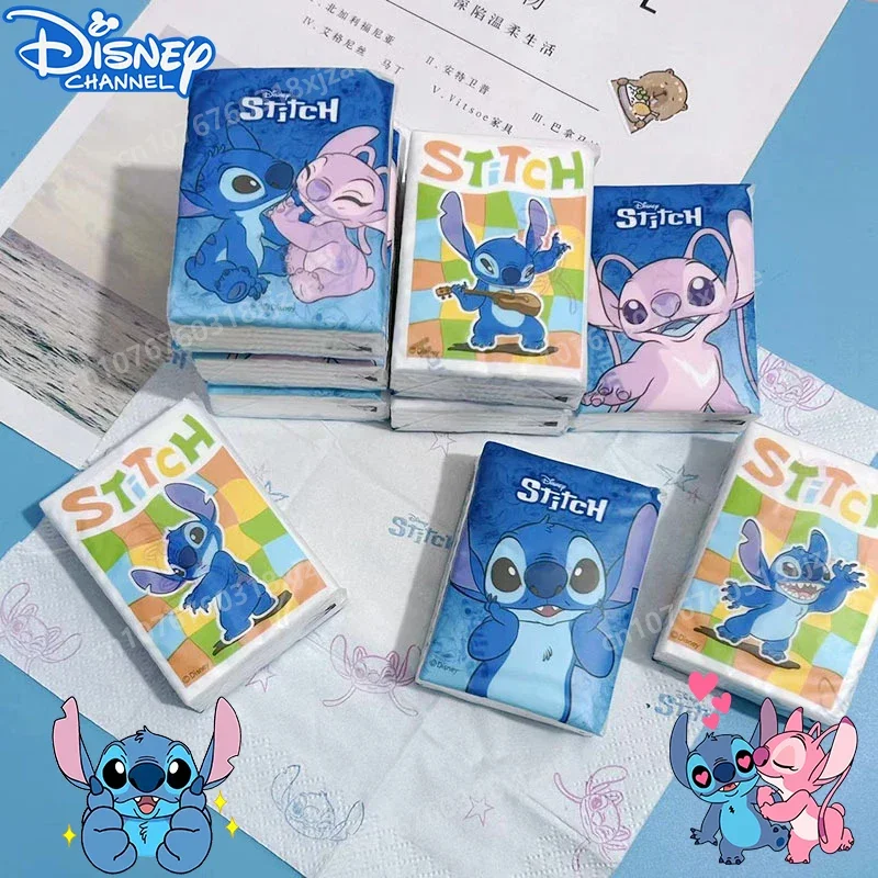 9 Packs New Disney Stitch Handkerchief Paper Cartoon Cute Printing Figure Portable Disposable Small Package Tissue Toilet Tools