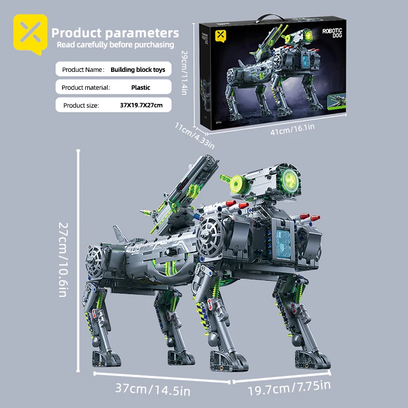 Mechanical Robot Dog Building Block Set with Rotating Flexible Tail Suitable for Children and Adults Christmas Gift