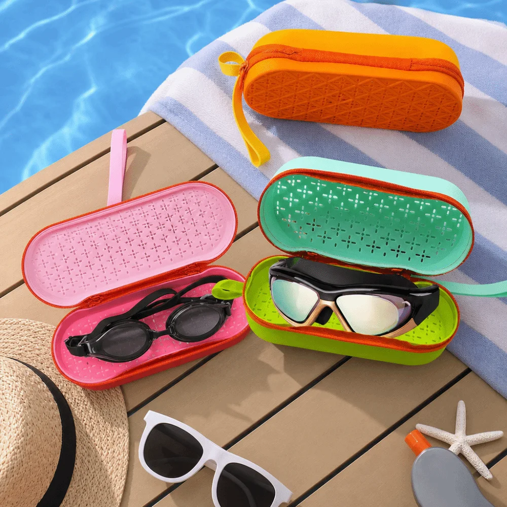 Durable Silicone Swimming Goggle Case Soft Breathable Glasses Protective Case with Strap Glasses Case for Students