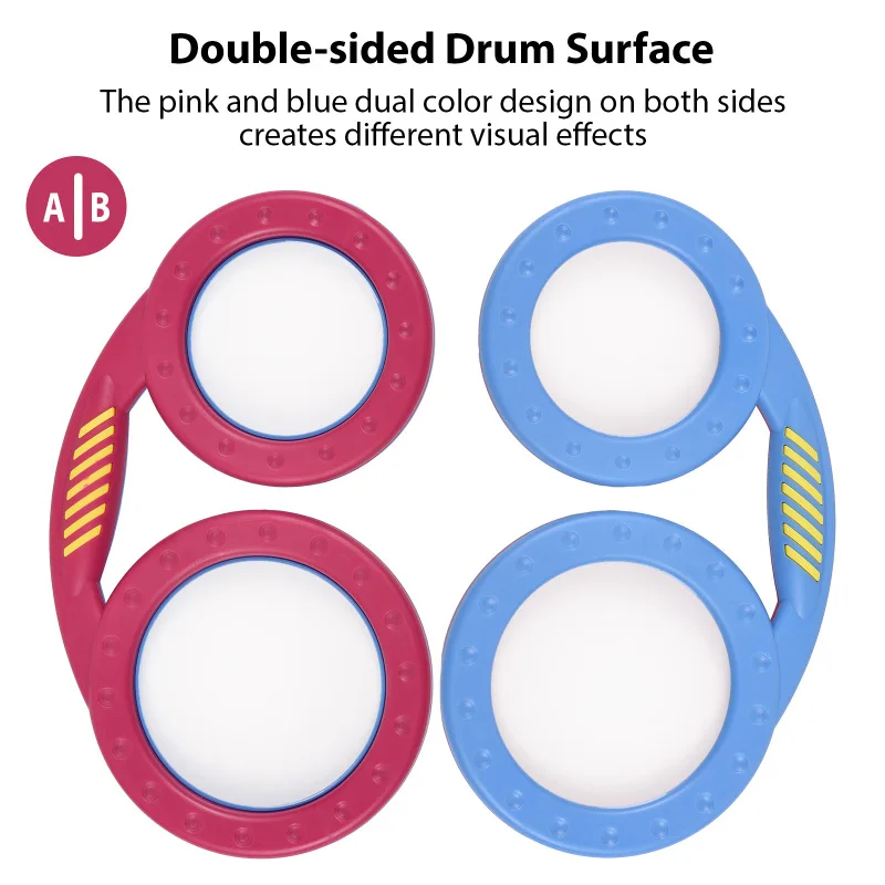 Glasses Drum Clapping Drum Orff Musical Instrument Special-shaped Drum Percussion Instrument 2 Color Double-sided Drum for Gifts