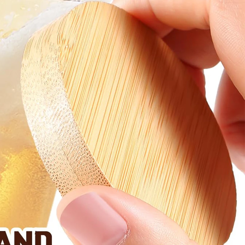 6 قطع فتاحات زجاجات مستديرة من الخيزران فتاحات بيرة من الخيزران #2