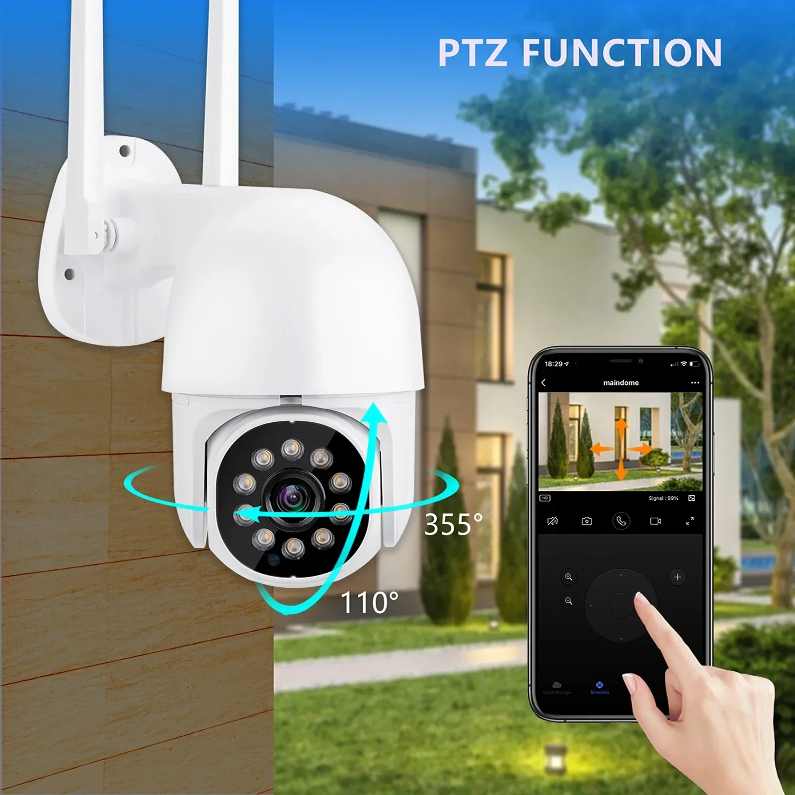 Mini Wifi PTZ Speed Camera Two-Way Audio 4X Digital Zoom IP Camera Lntelligent Dual Light Source CCTV Home Security Moni