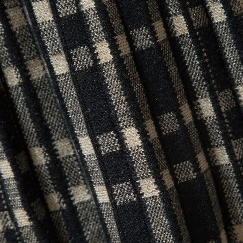 Saias de malha xadrez vintage para mulheres outono inverno elástico cintura alta emagrecimento saia plissada harajuku streetwear saia linha a