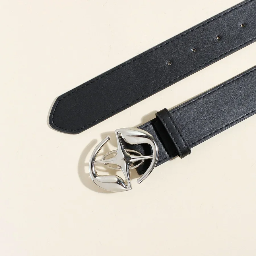 

New Korean version ins style men and women Korean simple fashion belt logo metal buckle belt women