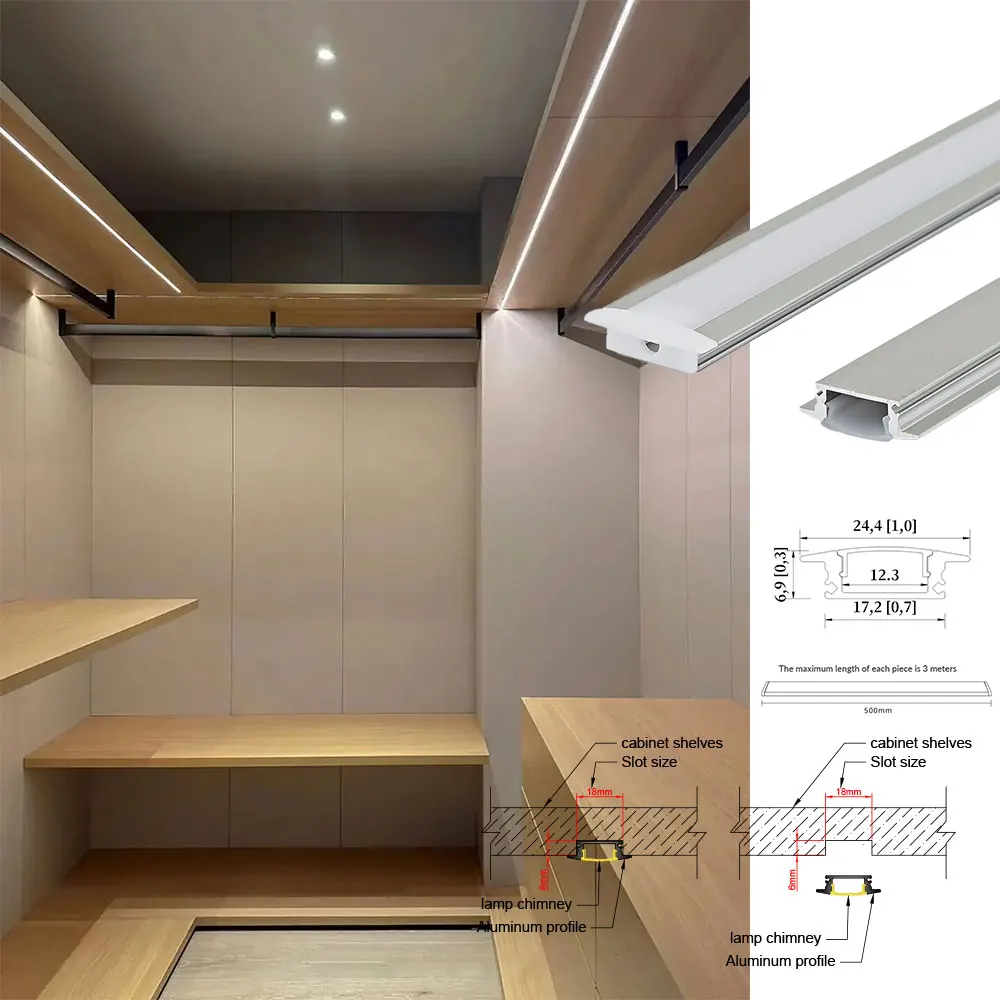 17 * 7 mm 1 szt. 0,5 m Aluminiowa taśma LED o wysokiej jasności do kuchni łazienkowej i innych miejsc z wbudowaną instalacją