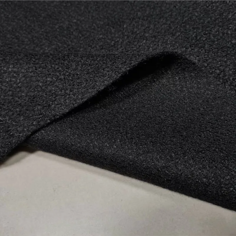 Delicate pure black high plush loop fabric woolen designer suit for autumn and winter clothing