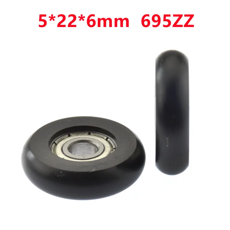 20pcs/100pcs Plastic Coated Bearing 5*22*6mm 695ZZ Pulley POM Shell Spherical roller wheel 5x22x6