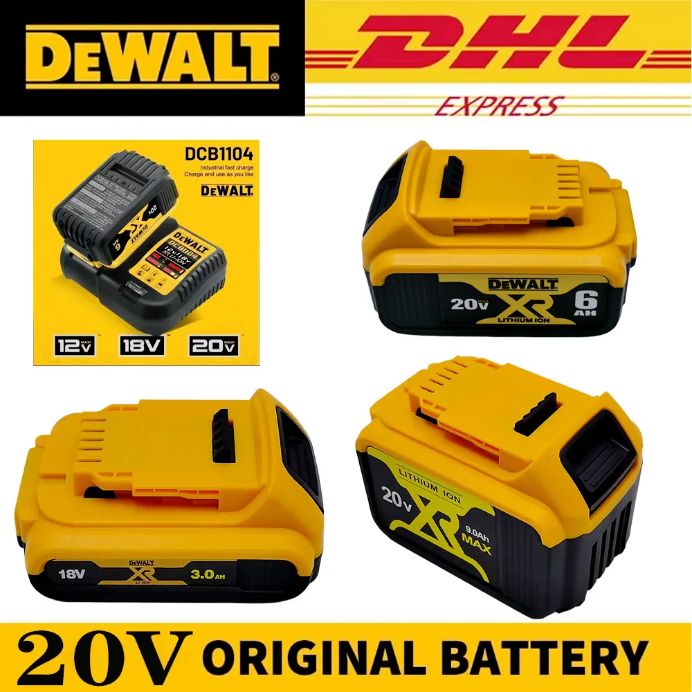 

DeWALT 100% Original Battery 20V 3Ah 6Ah 9Ah MAX FlexVolt for DCB606 DCB205 DCB206 DCB209 DCB182 Power Tool with Charger