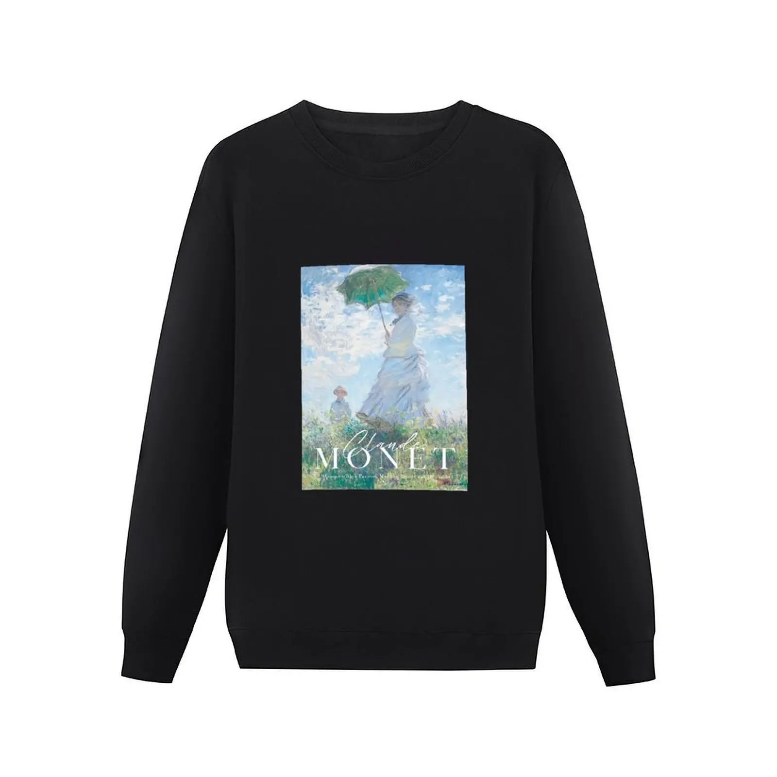 Woman with a Parasol - Madame Monet and Her Son by Claude Monet Pullover Hoodie fashion men autumn sweatshirt