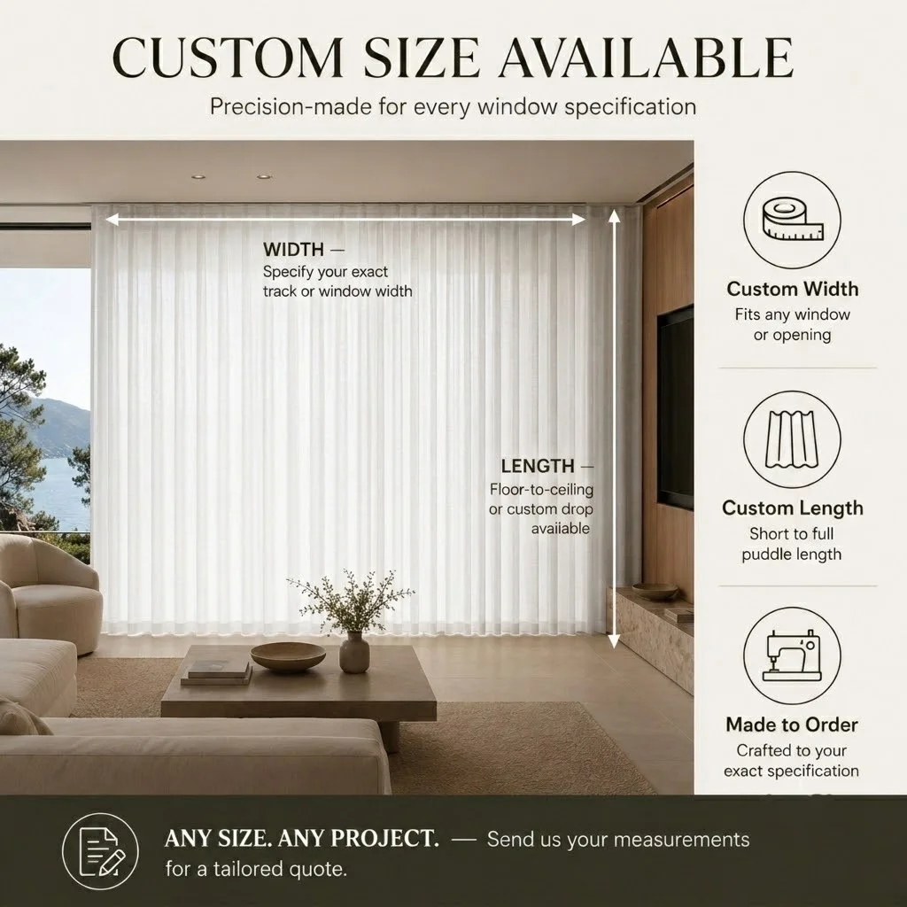 JINCHAN Custom Size Sheer Curtains for Living Room, 2 Panels Light Filtering Yet Privacy Protection Linen Look Drapes