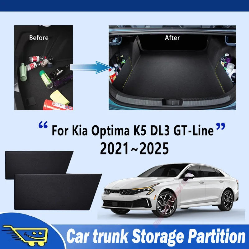 For Kia Optima K5 DL3 GT-Line 2021~2025 Hybrid Car Trunk Storage Partition Multi-function Storage Box Auto Interior Accessories
