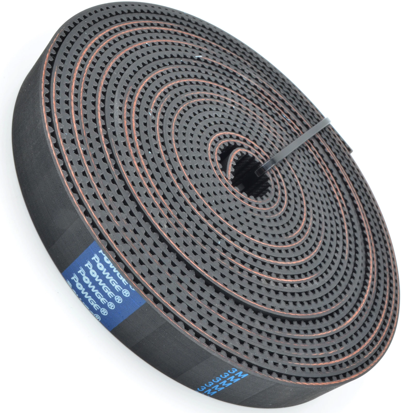 POWGE PU Black HTD 3M Open Timing belt Width 6-40mm Polyurethane steel Rubber Neoprene fiberglass HTD3M timing belt Laser CNC