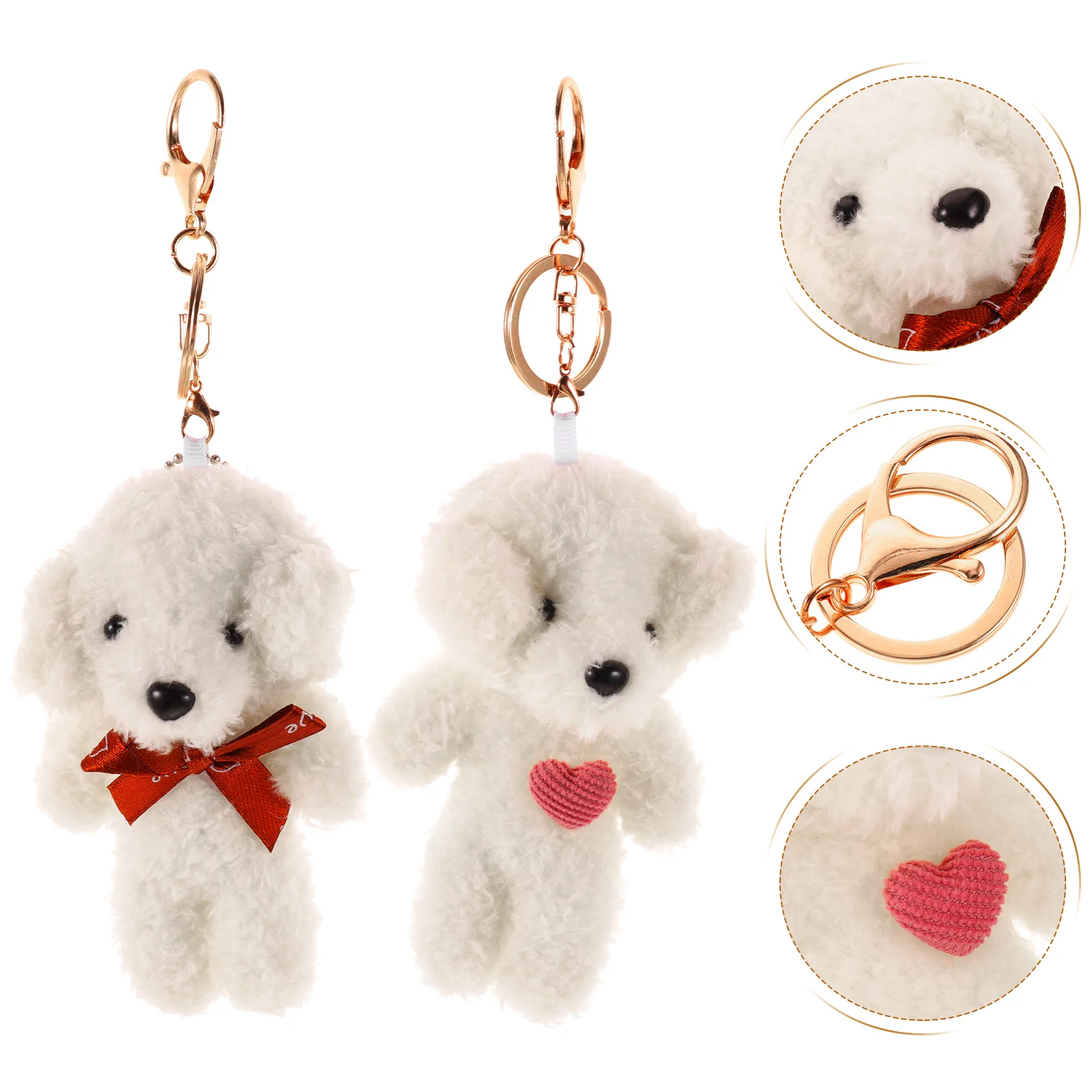 2 Pcs Lanyard Plush Dog Keychain Man Stuffed Animals Baby Toys Backpack Keychains