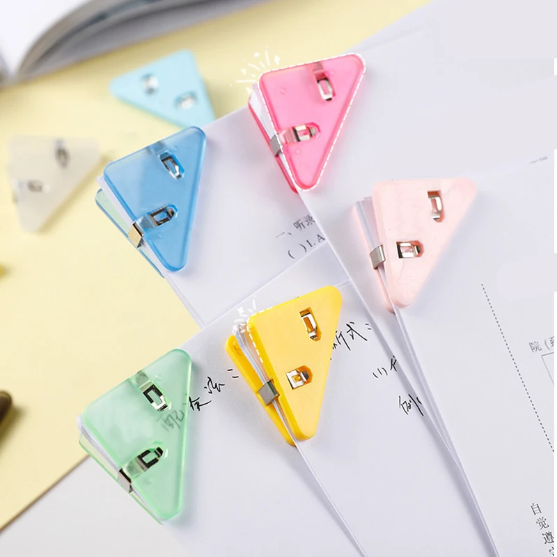 10pcs Creative Triangle Clip Bill Clips Book Paper Corner Clip Binder Clip for Desk Storage Shelf Office Desktop Organizer