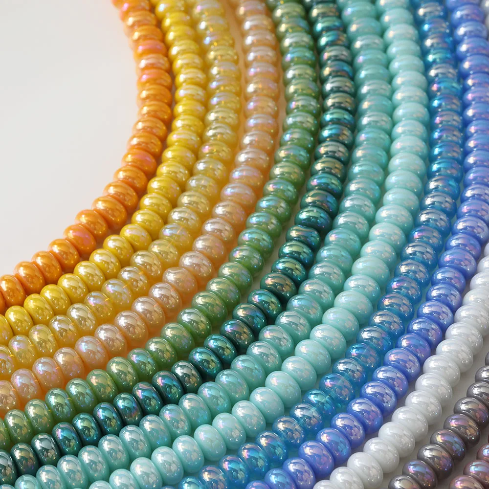 82PCS 8mm Glass Wheel Beads Candy Color DIY Bead Necklace Bracelet Earrings Material Accessories Jewelry Findings