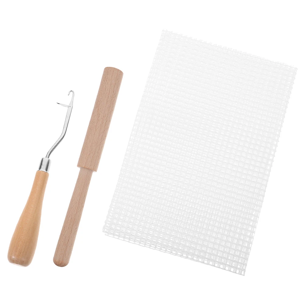 

Embroidery Tool Set 50x50cm Grid Cloth Wooden Crochet Hook Latch Yarn Rug Maker Carpet Knitting Supplies DIY Crafts