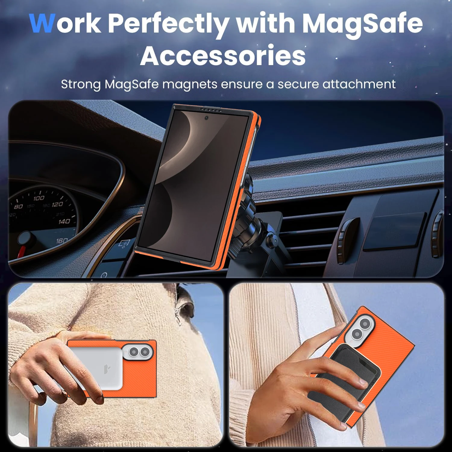 Business Magnetic Carbon Fiber Texture Case for Samsung Galaxy Z Fold 8 Flip 8 7 6 5 4 3 Built-in Front Frame Shockproof Cover - view 3