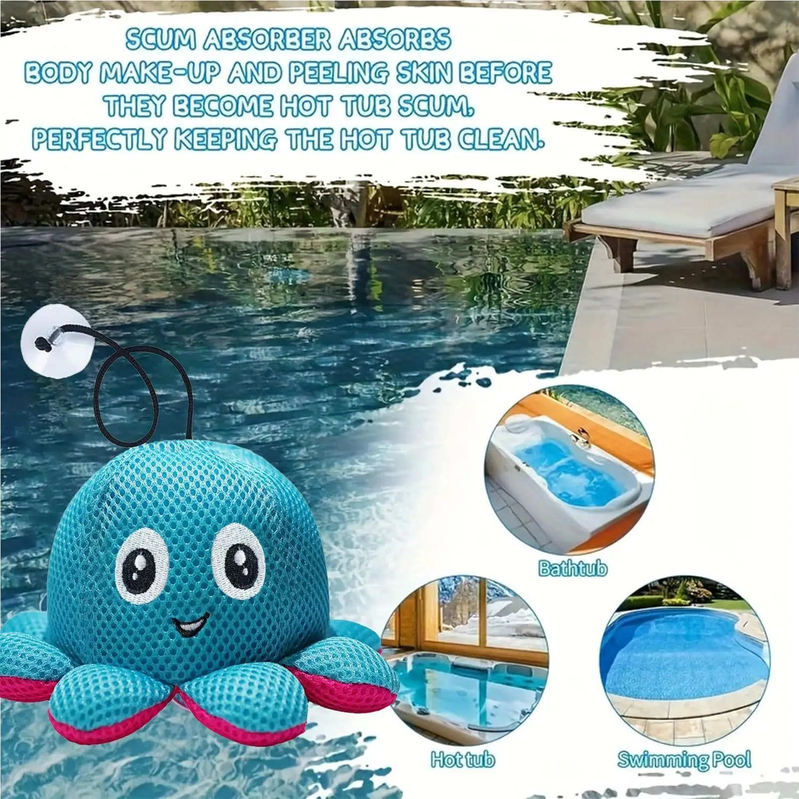 Éponges absorbant l'huile de poulpe, absorbeur d'huile de jacuzzi, pour piscine, filtre de nettoyage en profondeur réutilisable, pour hôtel, intérieur, maison, quotidien