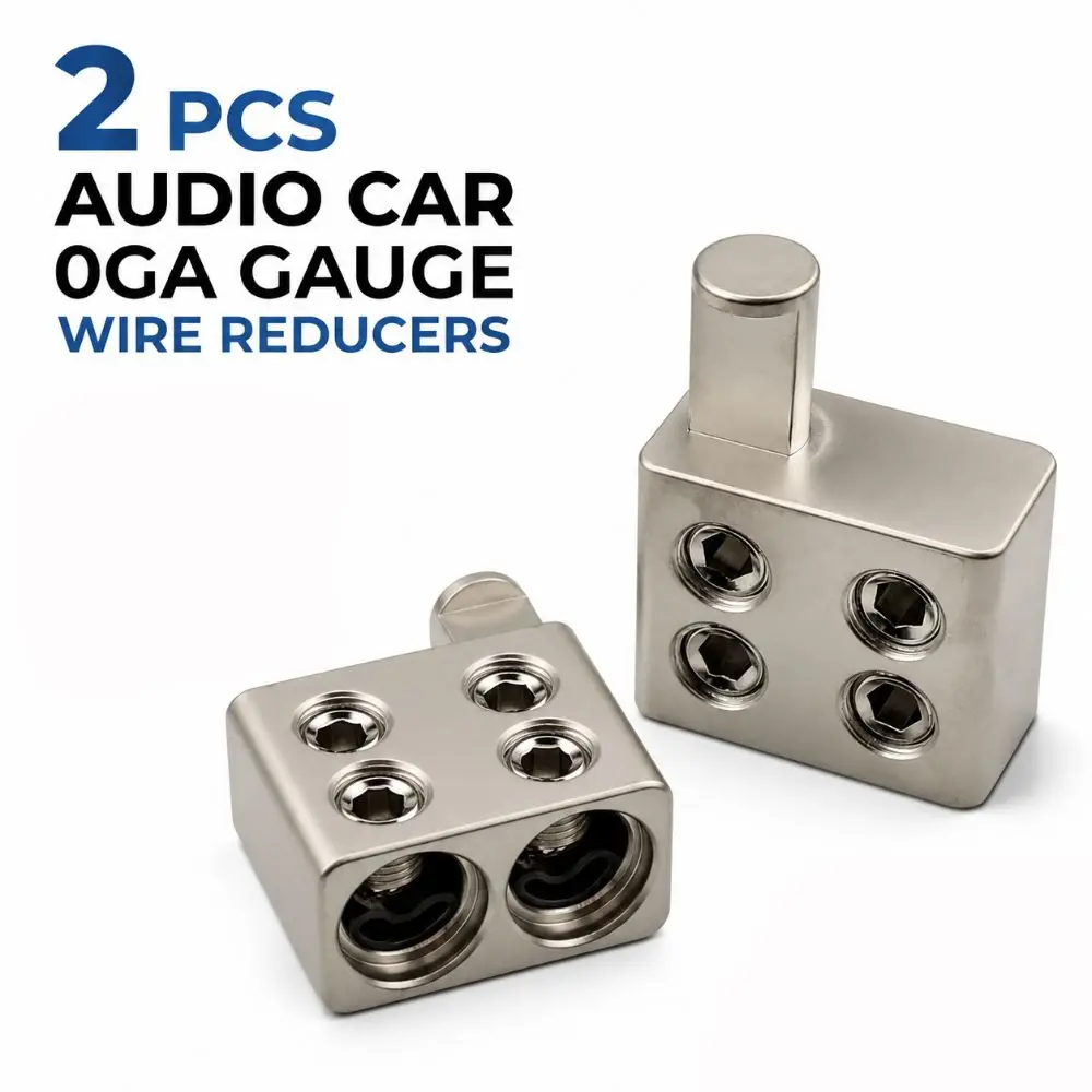 Durable 1/0 Gauge Car Audio Splitter Aluminum Alloy Silver Audio Amplifier Splitter High Power 1/0 Gauge Reducer