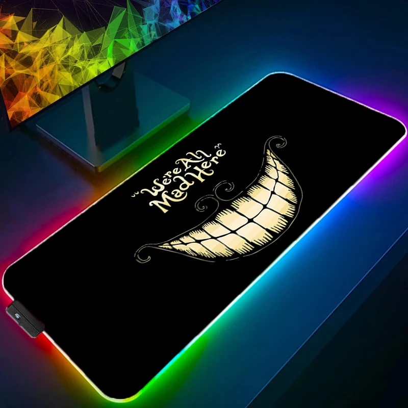 

RGB LED Mouse Pads Desk Mat Protector Gaming Alice in Wonderland Mousepad Office Table Decor Keyboard Pad Computer Gamer Mats