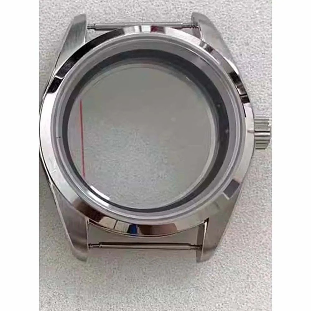 38MM Watch Case W/N Strap Transparent Bottom 316L Stainless Steel Shell Sapphire Glass Case for NH35/36/4R/7S Movement