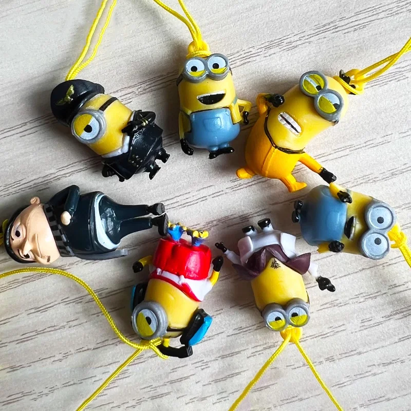 

Despicablemes Minionses Q Cute Dolls Action Figures Kevins Stuartse Model Toy Cartoon Character Peripheral Pendants