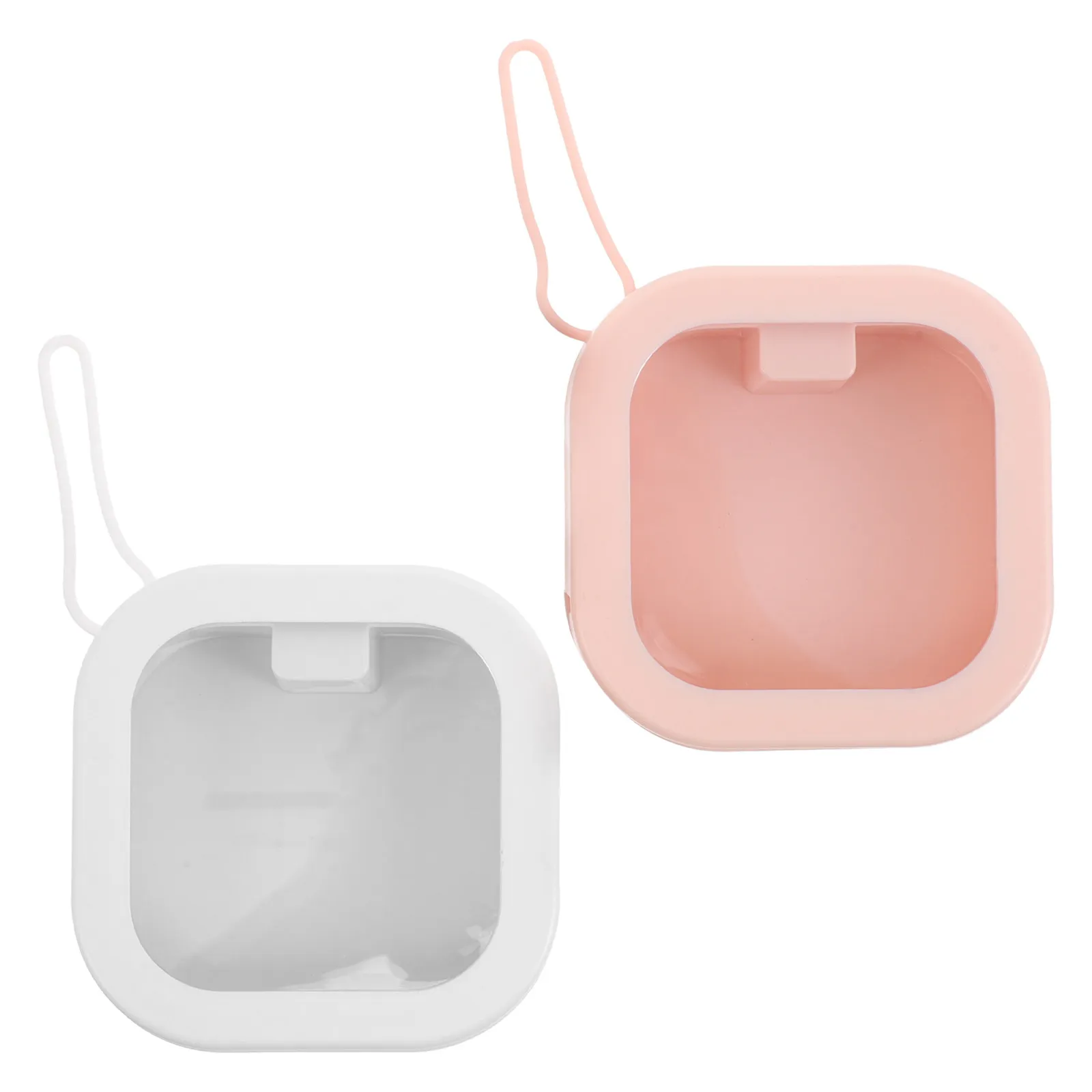 2Pcs Portable Storage Box Compact Design Push to Open Small Plastic Hair Tie Organizer Jewelry Earring Necklace Office Travel