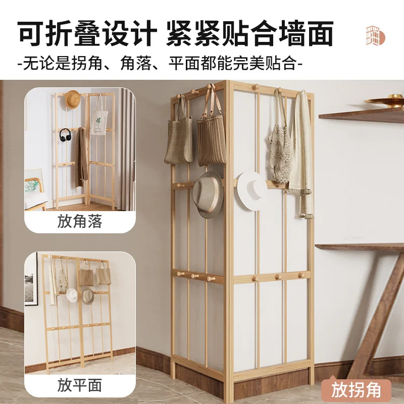 

Foldable coat rack floor-to-ceiling bedroom bedside clothes at night