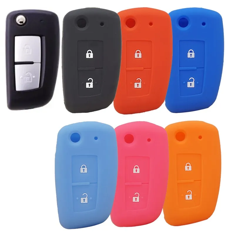 Xinyuexin Silicone Car Key Case Cover for NISSAN Qashqai 2016 X-trail Murano Maxima 2 Buttons Flip Remote Key Holder Bag Protect