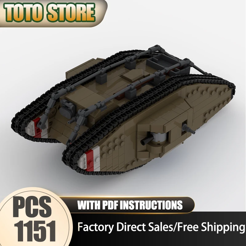 

Military Armored Car Model Moc Building Bricks British Mark IV Tank Model Technology Block Toys DIY Assembly Christmas Gifts