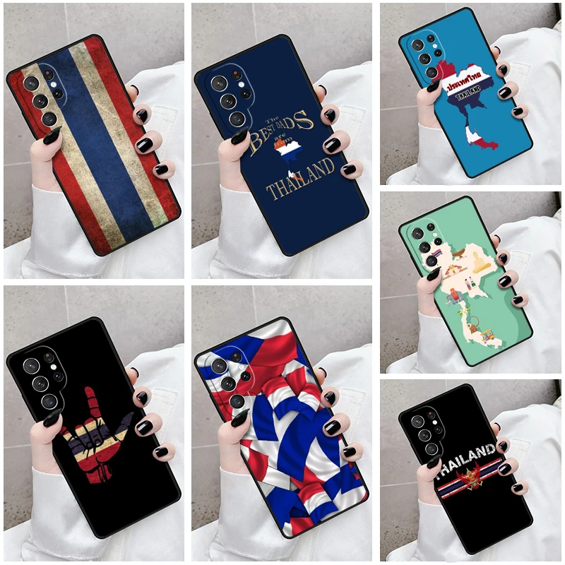 Phone Case For Samsung Galaxy S24 S23 S21fe S22 Ultra Plus Note 10 20 S8 S9 S10 Cover Thailand Flag Map