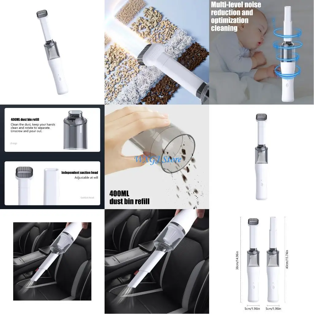 

37JE Multipurpose Car Vacuum with 0.2L Capacity Container 3 Attachments for Vehicle Chairs Carpets Wet&Dry Messes