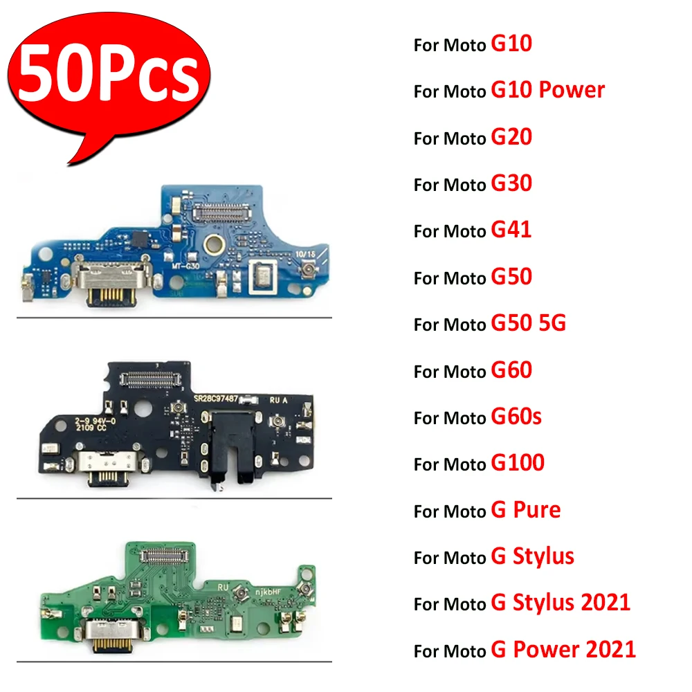 

50 шт., для Moto G60 G100 G50 G31 G30 G20 G41 G10 Power G Power Stylus 2021 G Pure USB-порт для зарядки, детали гибкого разъема