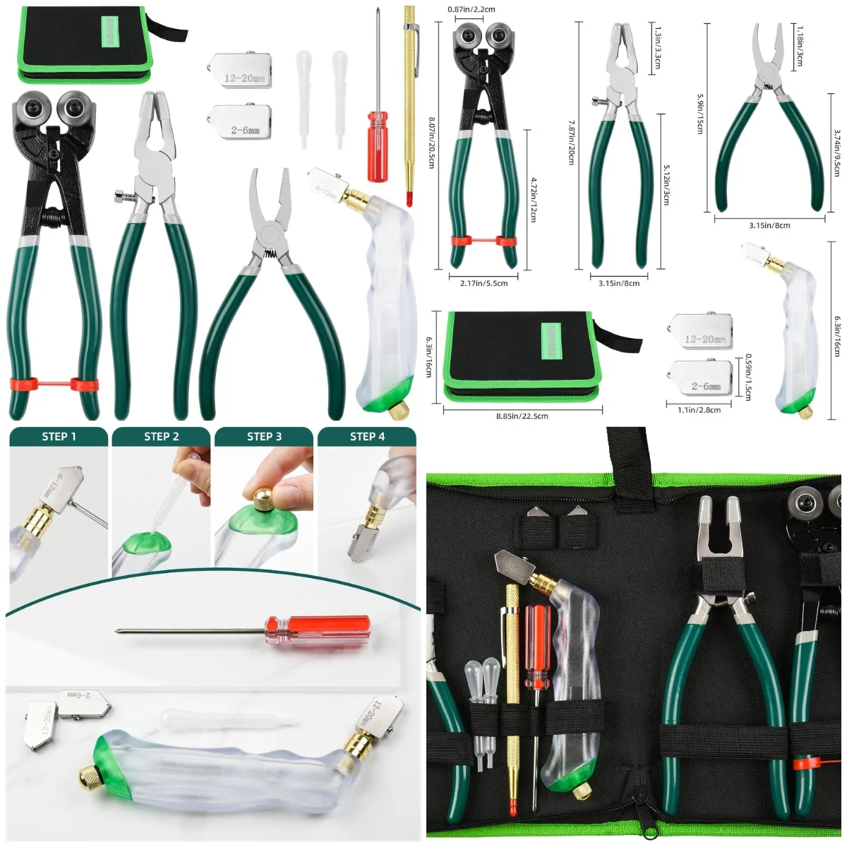 

10 шт. комплект сверхмощных стеклорезов, кусачки для плитки на колесиках с изогнутыми губками для витражей, мозаики, предохранения