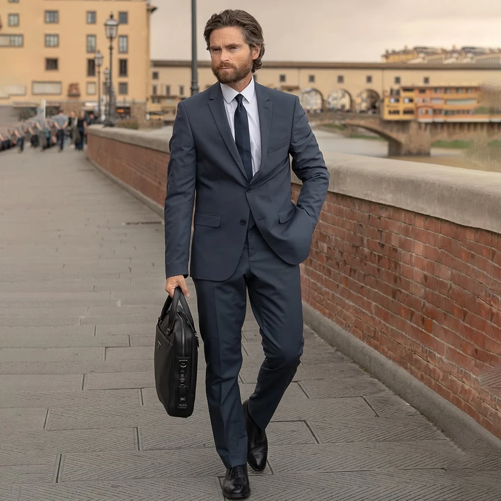 

Daily Business Men's Suits Fashion Slim Fit Single Breasted Notch Lapel Skinny Blazer High Quality 2 Piece Jacket Pants Costume