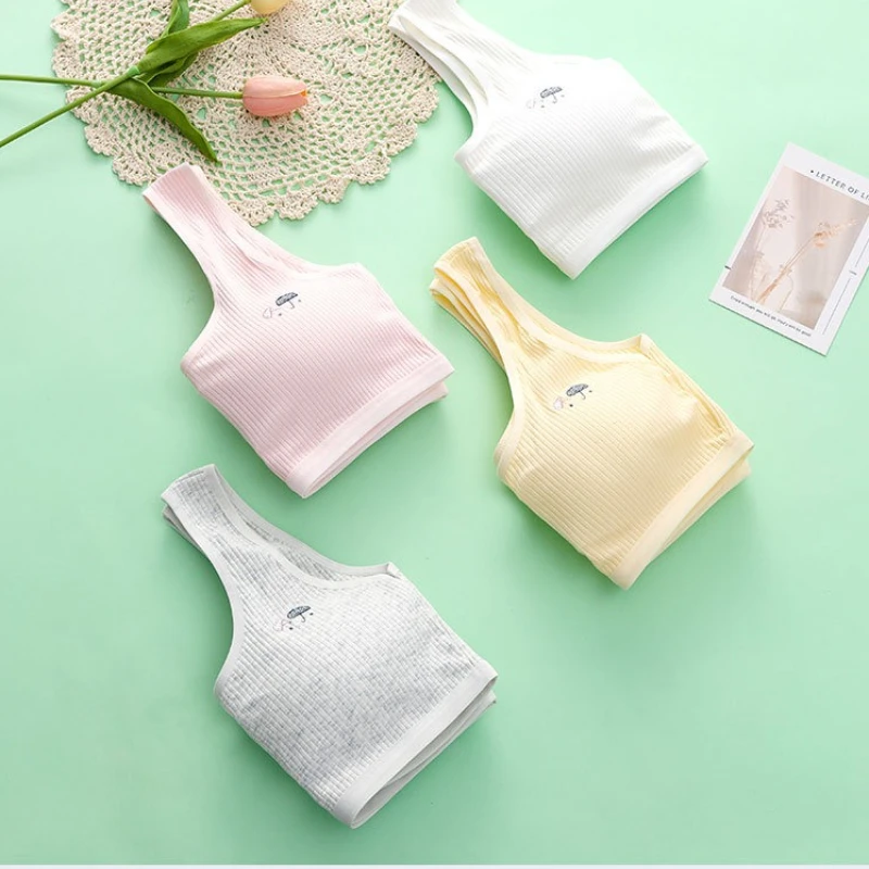 Adolescence Student Sports Bra Girls' Pure Color Simple Vest Bra Lightweight Breathable Soft and Comfortable Underwear Vest