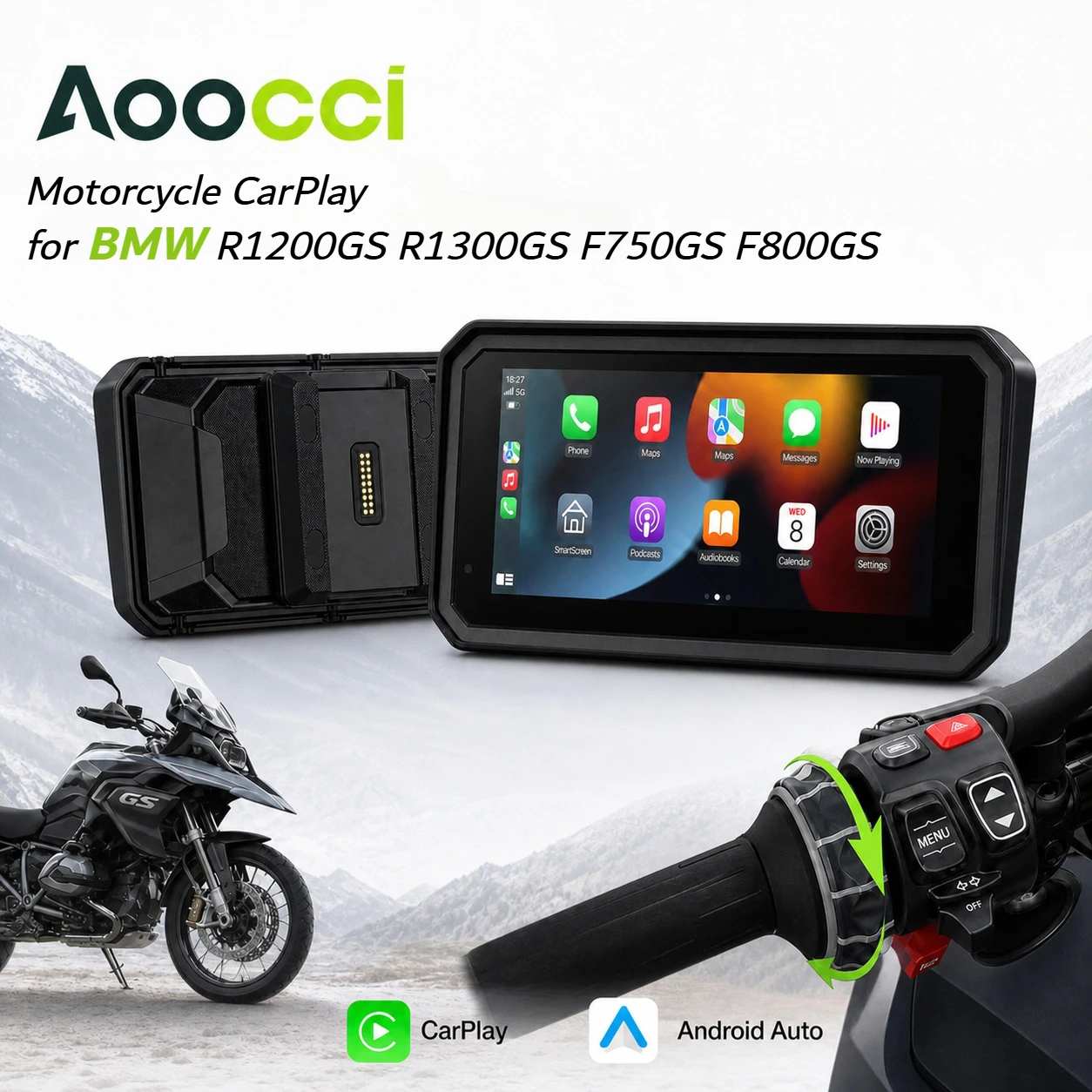 Aoocci BM6/7 Motorcycle CarPlay for BMW R1200GS R1250GS R1300GS F800 F900 S1000XR GPS Wireless CarPlay Android Auto for BMW Moto