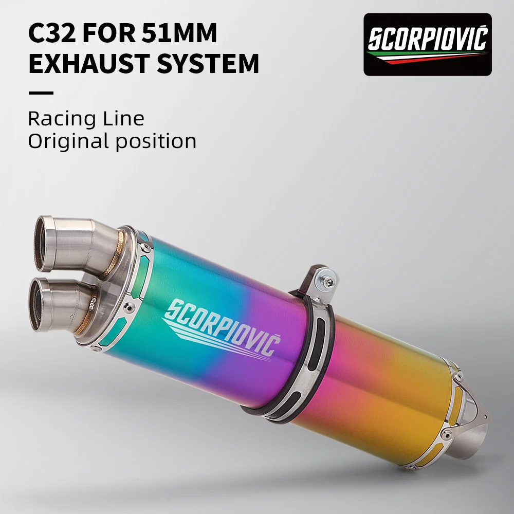 

Universal Double Outlet Hole Motorcycle Exhaust Carbon Fiber Modified Escape Pipe Muffler for Z900 GSXR750 R6 R3 ER6N C32