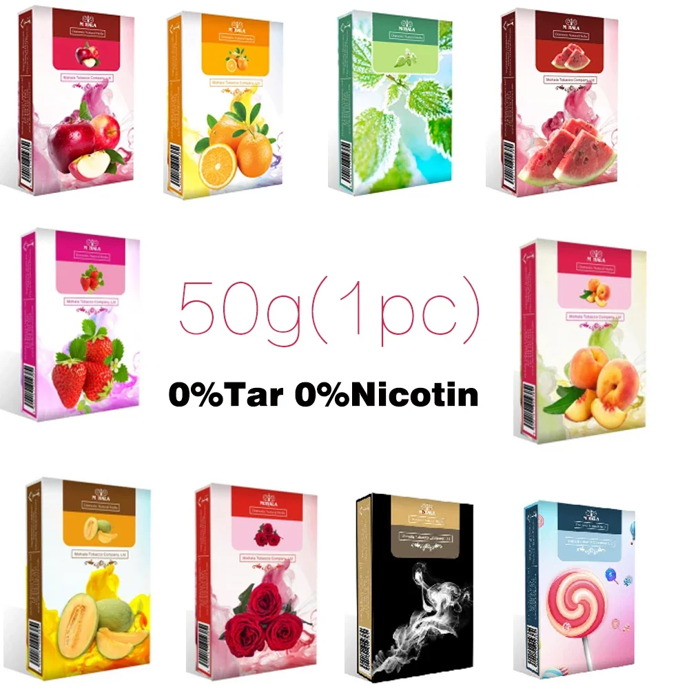 50 g/lote MOHALA Herbal Hookah Shisha Fruit Molasses Sabores USA Premium, NoTobacco y sin nicotina