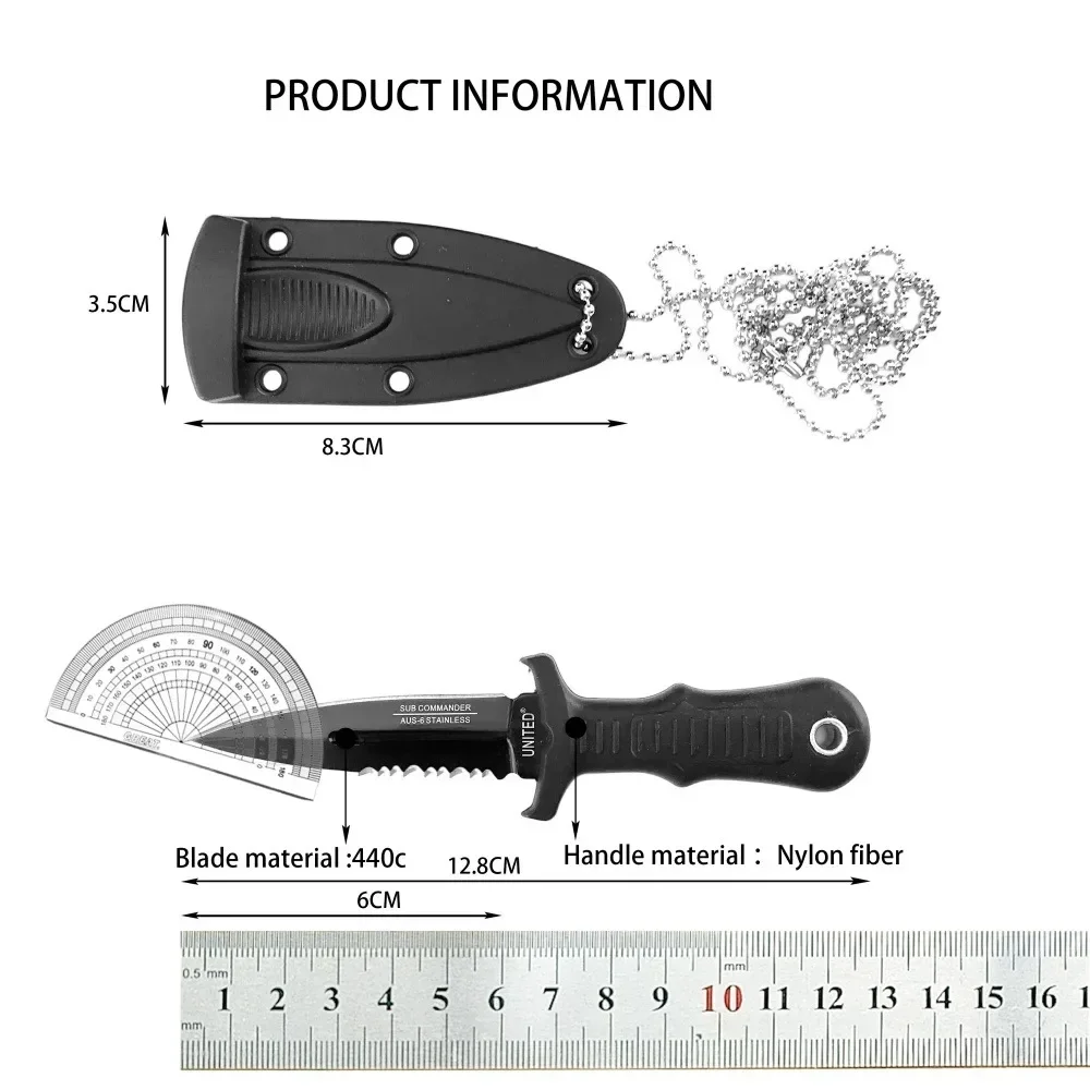 Mini Neck Keychain Setting Knife 440c Blade Nylon Fiber Handle  Military Tactical Survival Outdoor Knife Cutting EDC Tool