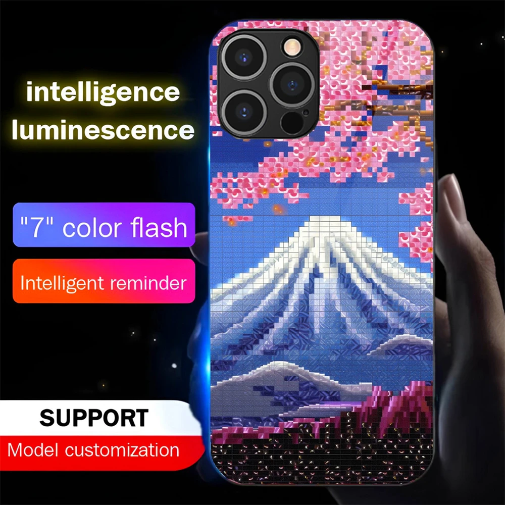 Gotische Dunkle Mount Fuji Schallgesteuerte LED-Blitzhülle Leuchtende Glasabdeckung für iPhone Air 17 16 E 15 14 13 12 11 Pro Max Plus – Detail 11