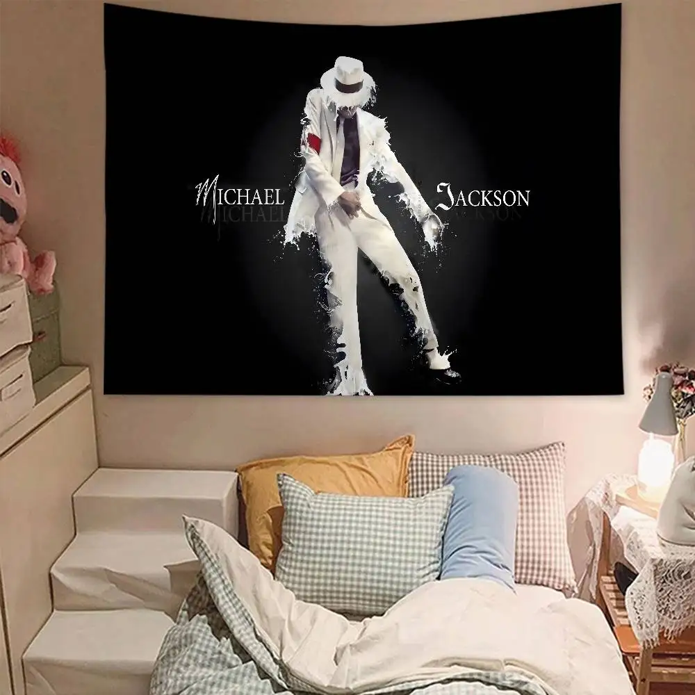 Famous Singer M-Michael J-Jackson Anime Tapestry Hippie Flower Wall Carpets Dorm Decor Wall Hanging Home Decor