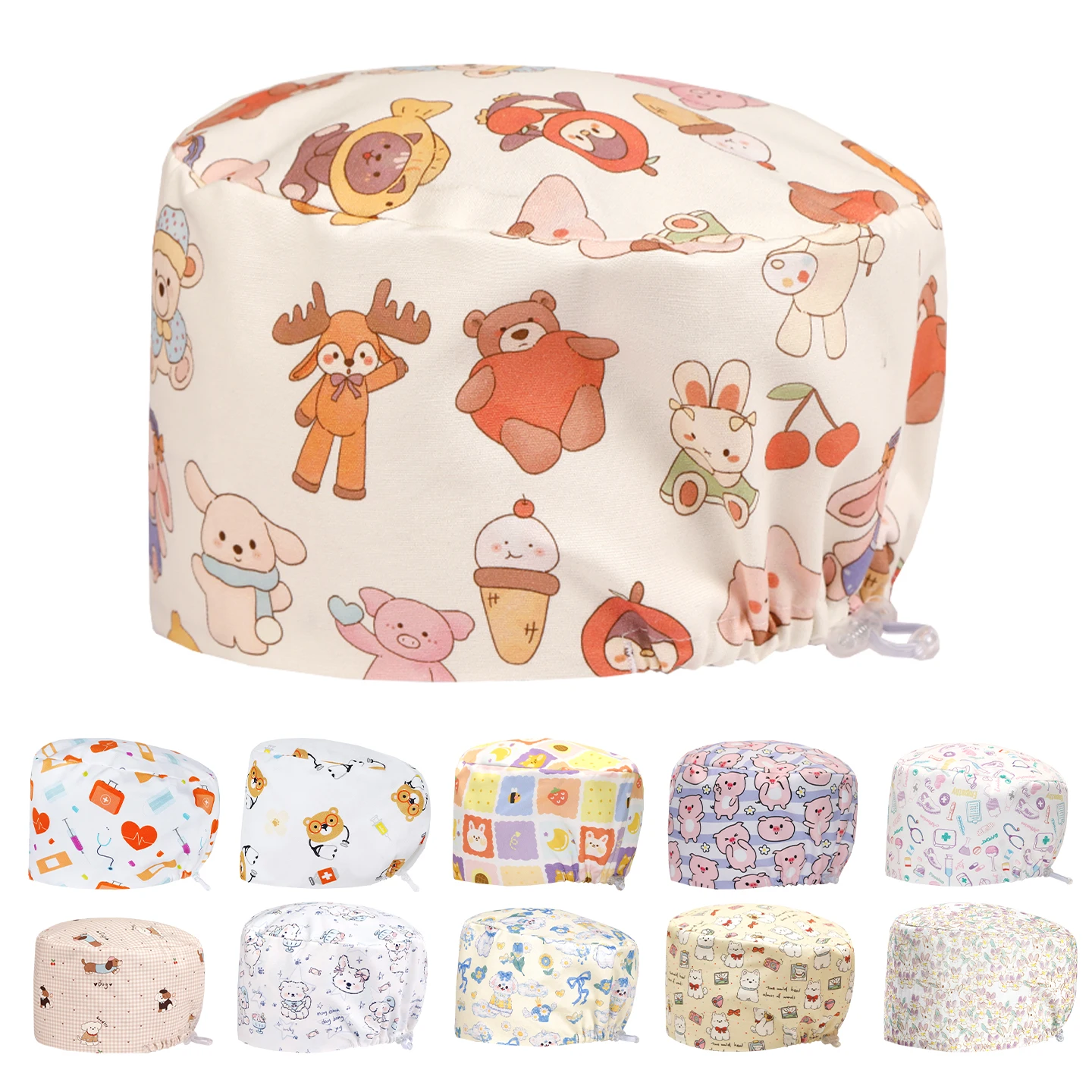 

Male Female Medical Nursing Scrub Caps Surgical Headwear Anti-fade Spa Plastic Beautician Chef Cap Doctor Nurse Dentist Hats