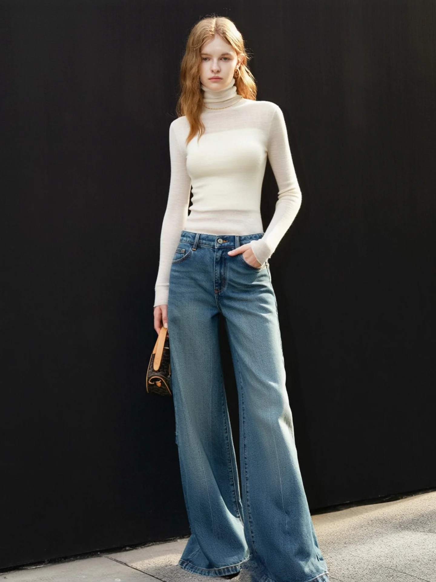 

HUAAPPUW High Ne вязаный свитер женский однотонный внутренний и верхняя одежда осень-зима теплый мягкий крой Faionable