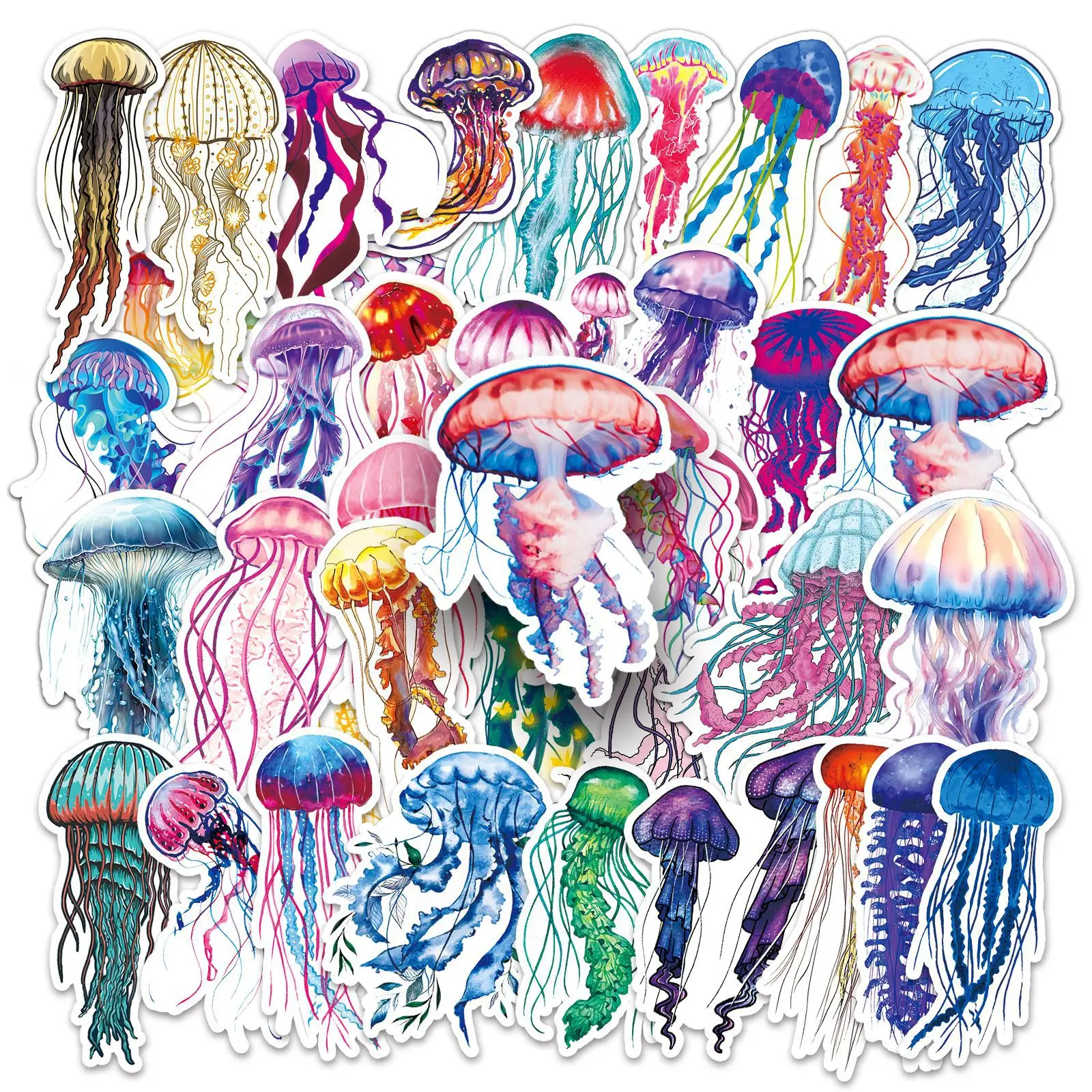 

50Pcs Cartoon Jellyfish Series Graffiti Stickers Suitable for Laptop Helmets Desktop Decoration DIY Stickers Toys Wholesale