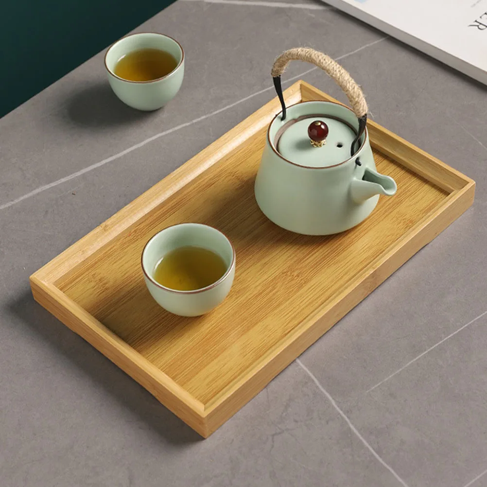 

3pcs Bamboo Tray for Bathroom Vanity Organizer Serving Decorative Trays Dinner Plate Storage Dessert Dish Rectangular Fruit