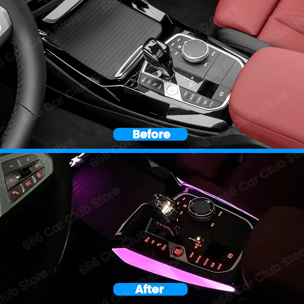 11 Colours  LED Crystal Center Console Saddle Light For  For BMW X3 X4 IX3 G01 G02 2022-2025 New  Decorative Lamp Ambient Light