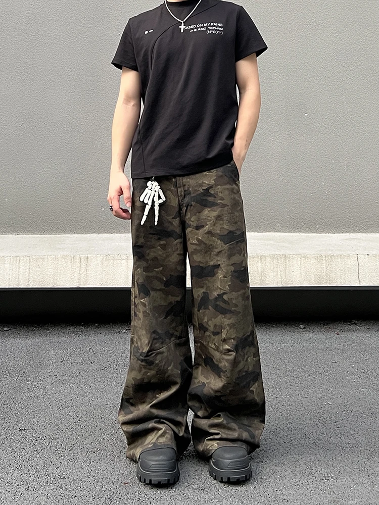 

Camouflage Work Pants Loose Straight Leg Bell Bot ex High Street Sle Cleanfit Vintage American Design Casual Trousers