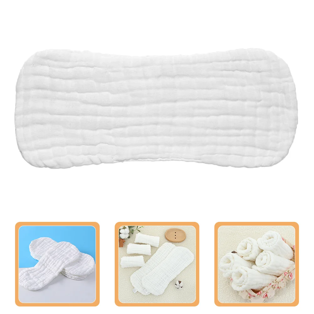 Couches lavables en pur coton blanc pour bébé, 5 pièces, 35x15cm, couches en tissu pour nouveau-né, chiffons en mousseline pour rots, coussin d'urine neutre, coussinets rehausseurs